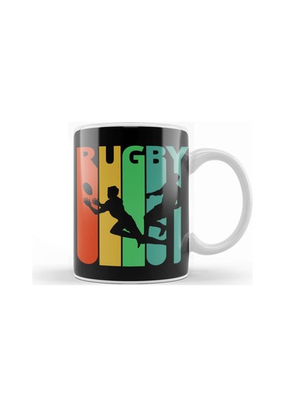 Rugby Silhouette Retro Design Kupa Bardak Porselen Karışık