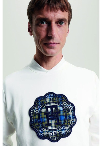 Tommy Hilfiger Marka Logolu Erkek Sweat Beyaz