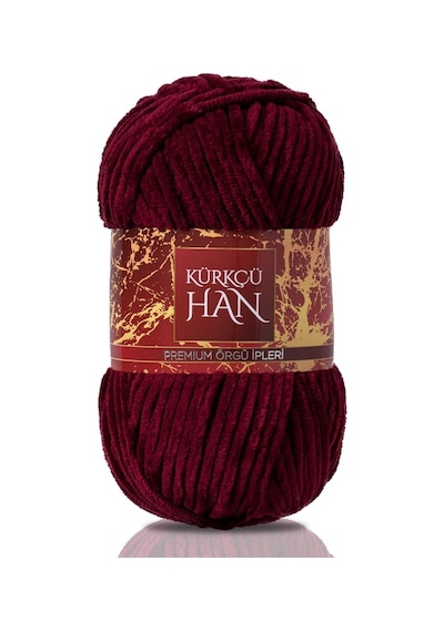 Kadife Örgü İpi 50gr %100 Polyester Yumuşak Pofuduk Bordo