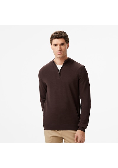 Nautica Erkek Kahverengi Classic Fit Kazak Düz S57104t Kahverengi