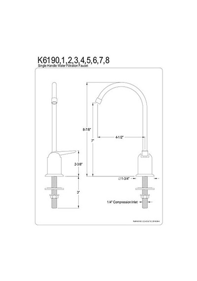 Gourmetier K6198 Americana Tek Kolu Su Filtrasyon Musluğu, Fırçalanmış Nikel, 0.25 Genel