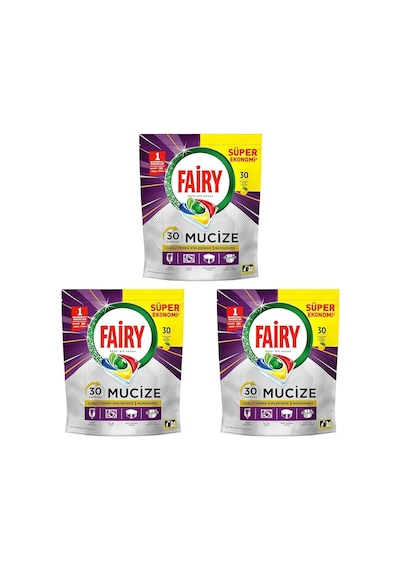 Faıry Mucize Bulaşık Makinesi Deterjanı Kapsülü/tableti 30 Yıkama 3 Paketi