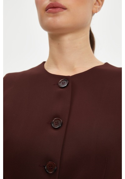 Serpil Exclusive Kadın Minimalist Kolsuz Yelek - Bordo