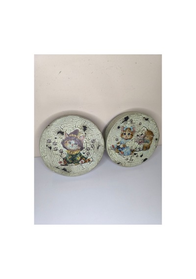 Ahşap Pano 2li Kedi Görselleri Çocuk Bebek Odası Duvar Dekorasyonu Beyaz - 205550895 Beyaz