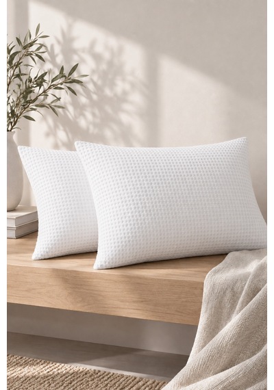 Premium Bamboo 2 Li Ultra Sessiz Sıvı Geçirmez, Ter Ve Kaz Tüyü Geçirmez Yastık Koruyucu Alez Beyaz Beyaz