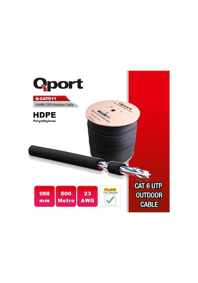 Qport Q-cato11 23awg 500 Metre Cat6 Utp Pe Outdoor Kablo