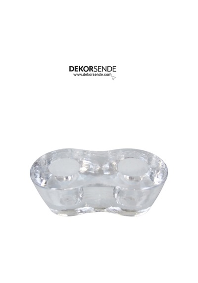Mumluk İkili Şeffaf Kristal Tasarım 15x6 Cm Şeffaf