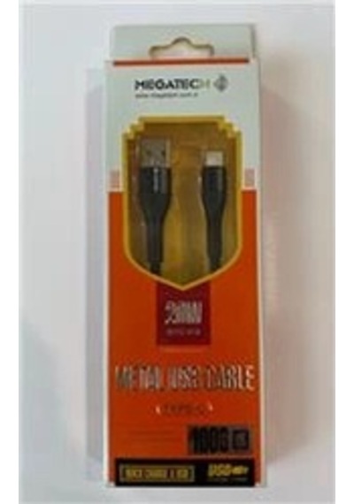 Megatech 3.1a 20w 1mt Örgülü Hasır Siyah Usb To Typ-c Data Kablosu Kdo