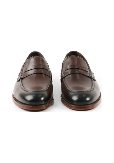 Tuna Hakiki Deri Loafer Erkek Ayakkabı Kösele Taban - K4502 Kahverengi