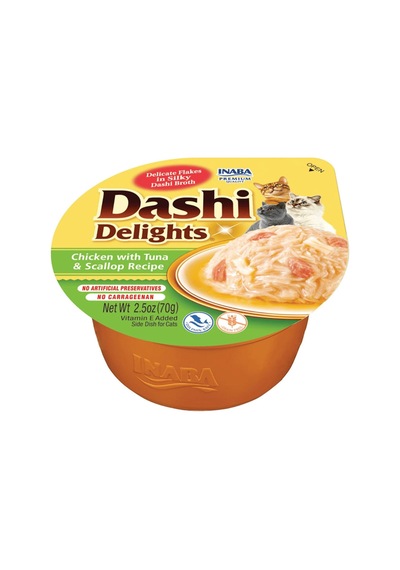 Inaba Dashi Delights Tavuk Ton Balığı & Deniz Taraklı Kedi Çorbası 70 G