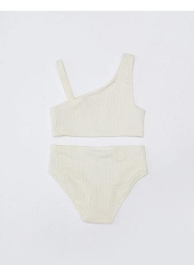 Deep Beach Dokulu Kumaş Kız Çocuk Bikini Takım Bej