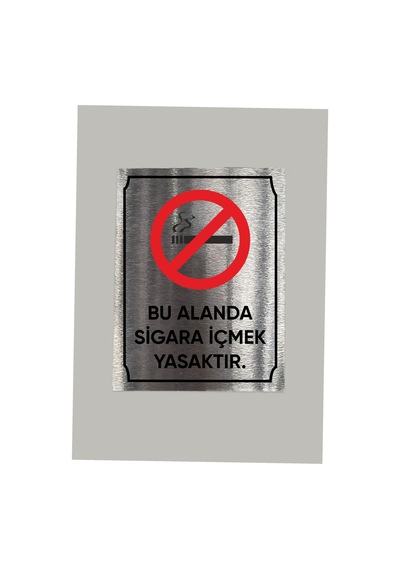 Metal Dikkat Sigara İçmek Yasaktır Uyarı Levhası 14x20 Cm Arkası Yapışkanlı