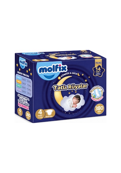 Molfix Tatlı Rüyalar Bebek Bezi 4 Beden 7-14 Kg Maxi 380 Adet 4 Numara