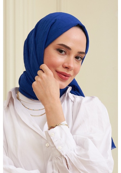 Bambu Şal Tesettür, Pamuklu, Hafif, Rahat, Şık, Yüksek Kalite, Hijab, Shawl, Original, Lux Saks Mavi