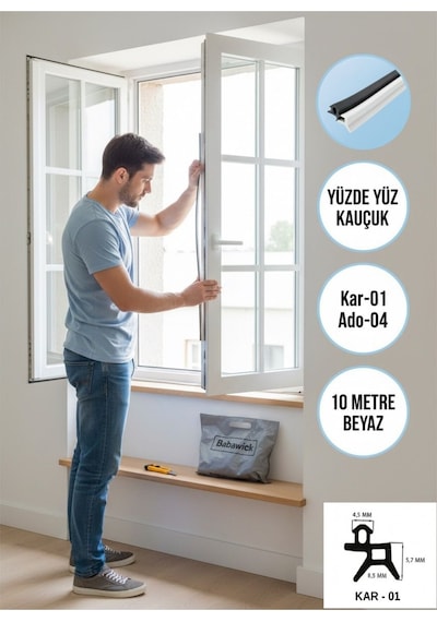 Saf Kauçuk Kar-01/ado-04 Kapı Pencere Fitili 10 Metre Beyaz Tamirat Contası Kaliteli Ve Uzun Ömürlü Diğer