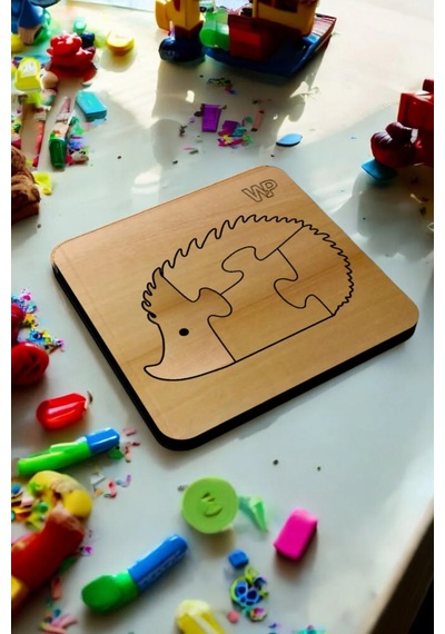 Plywood Ahşap Boyanabilir Çocuklar Puzzle Kirpi Boya Setli
