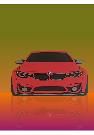 Bmw Araba Duvar Süsü Strafor Tablo Duvar Aksesuarı Strafor Tablo Kırmızı