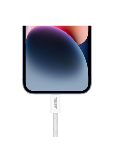 Buff, Bl74 Örgülü 3a .2m Data Ve Şarj Kablosu, Bükülmeye Dayanıklı, Hızlı Şarj, Usb Lightning, Beyaz