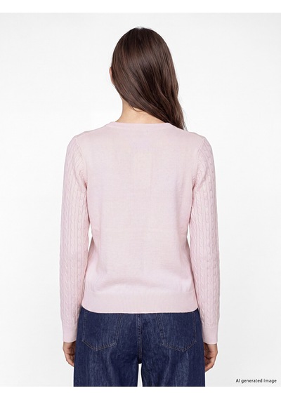 Lcw Modest Pembe Saç Örgüsü Desenli Kadın Triko Hırka