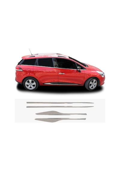 Renault Clio 4 HB Uyumlu Krom Yan Kapı Çıtası 4 Parça Paslanmaz Çelik (Yazısız)