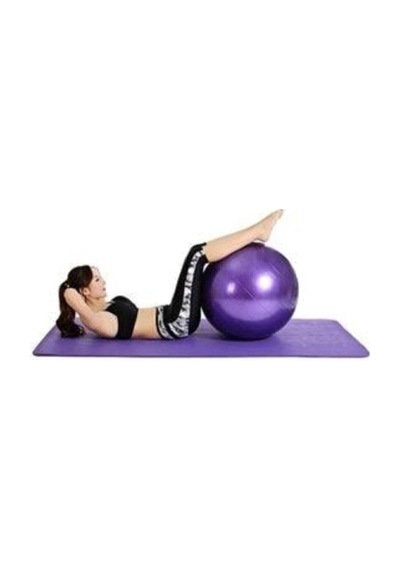 Ayla Stand 65 Cm Fitilli Pilates Topu, Pompa Seti, Mor, Denge Yoga Spor Egzersiz