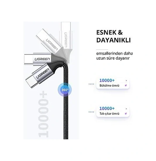 Ugreen Usb-c 60w Örgülü Kablo Syh 1m