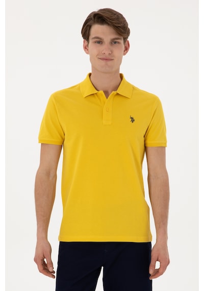U.S. Polo Assn. Erkek Slim Fit Polo Yaka Sarı Basic Tişört 50297984-VR094