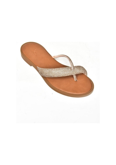 Fox Shoes S250050109 Taba Taşlı Parmak Arası Kadın Terlik Taba