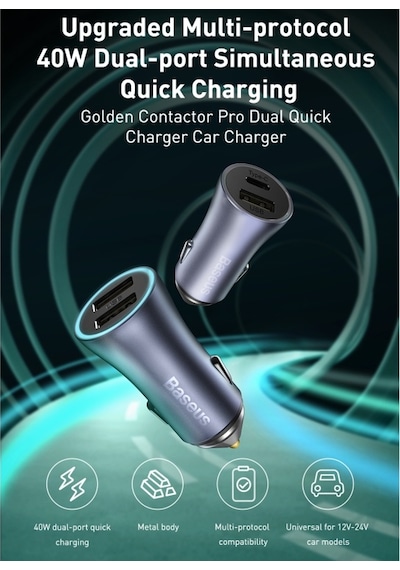 Baseus 40W Pd Qc Type C ve Usb Girişli Araç Şarj Cihazı