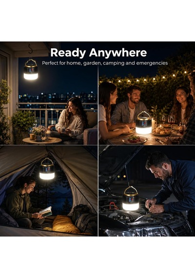 Solar Güneş Enerjili Şarjlı Kamp Lambası, 26 Smd Güçlü Led Işık, 7200mah Powerbank Telefon Şarjlı 3 Modlu As Çok Renkli 09934361