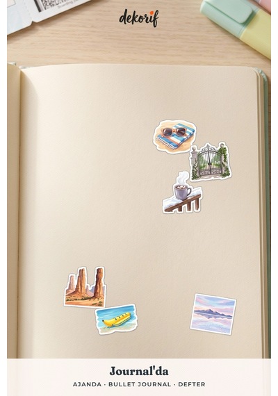 Tatil Rotaları Sticker Seti 100 Adet - Turistik Gezi Ve Konaklama Renkli Ajanda Journal Çıkartma Çok Renkli
