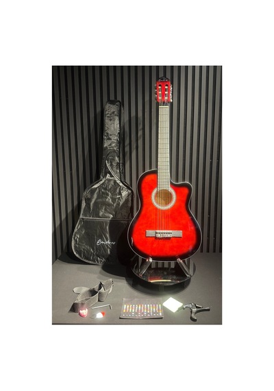 Bg3900 Kesik Kasa Kırmızı 4/4 Klasik Gitar Seti