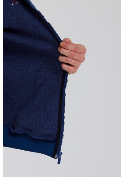 Polostate Erkek Fermuarlı Kanguru Cep 3 İplik Sweatshirt İndigo