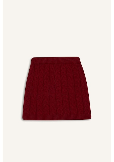 Defacto Yılbaşı Temalı Slim Fit Dar Kesim Mini Triko Kadın Etek D3702AX24CWRD56 Kırmızı