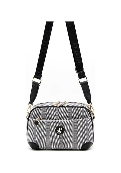 Silver & Polo Silver Polo Siyah Beyaz - Siyah Hasır Kadın Çapraz Çanta Sp1094