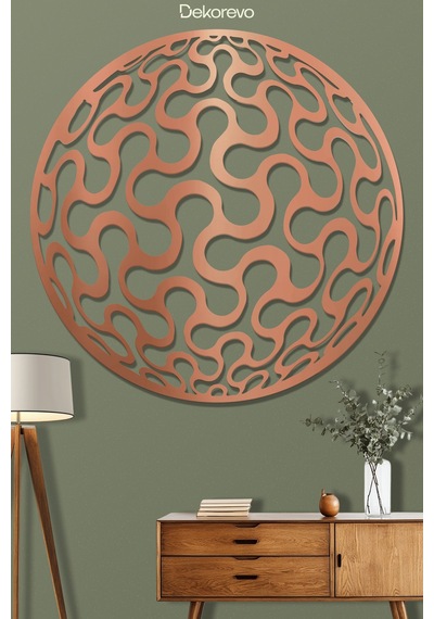 Abstract Daire Metal Duvar Tablosu - Metal Duvar Sanatı - Bronz - 30 X 30 Cm