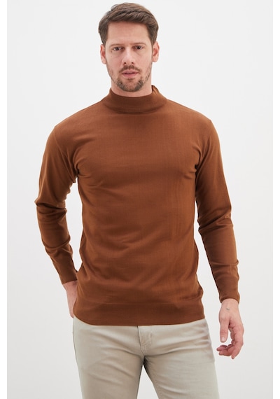 Fullamoda Basic Dik Yaka Regular Fit Triko Kazak Camel
