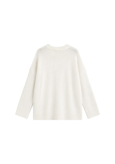 Vadon 1039 Kadın Salaş Yumuşak Dokulu Oversize Basic Triko Kazak Beyaz