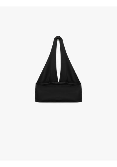 Koton Slim Fit Sırt Dekolteli Crop Halter Yaka Büstiyer Siyah 5sak10695ek Siyah