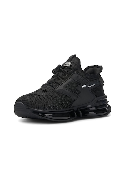 Erkek Siyah Sneaker Spor Ayakkabı - Balon Taban Triko Ortopedik Ayakkabı-047 Siyah