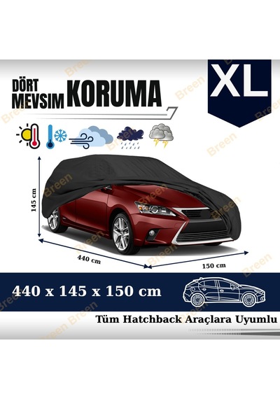 Breen Hatchbacklerle Uyumlu Siyah - Xl Araba Branda Araç Uzunluğu 4.30m-4.40m Arası Siyah - Xl Beden