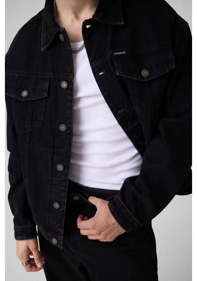 Guess Denim Trucker Siyah Erkek Ceket M4bn38d5ek2-gjbb