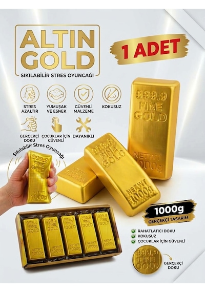 Gold Squıshy Külçe Altın Sukuşi Süper Yumuşak Slow Rising 1 Adet