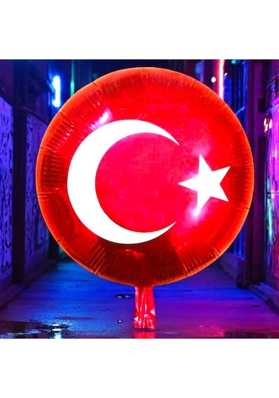 Yüksek Kalite 46cm 9 Adet Türk Bayraklı Balon Kırmızı Türk Bayraklı Folyo Balon Parlak Metalik Balon