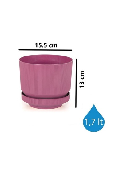 Omnipazar So-s281 Dekoratif Tabaklı Lüks Çizgi Desenli Saksı 1.7 Litre Vişne 102