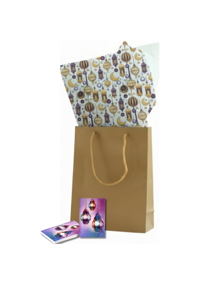 Ramazan Temalı Pelur Kağıdı İftar Hediye Paketleme Kağıdı Beyaz Zemin 18 g/m 30 x 45 CM 12 Adet