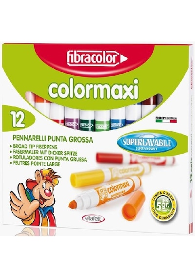 Fibracolor Colormaxi Yıkanabilir Su Bazlı Jumbo Keçeli Kalem 12  R