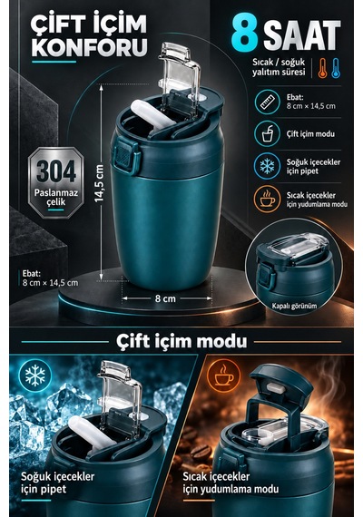 Emilahome Nova Termos Kahve Bardağı 350ml Lacivert - 865476220 Lacivert