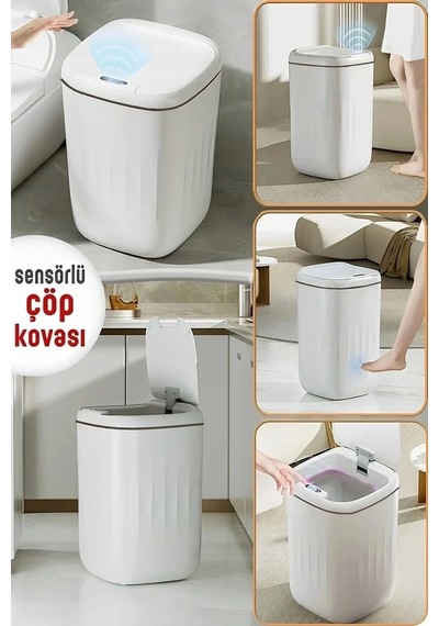 Akıllı Teknolojik Çöp Kutusu Uv Işıklı Otomatik Aç Kapat Sensörlü Mutfak Banyo Ev 20l Çok Renkli