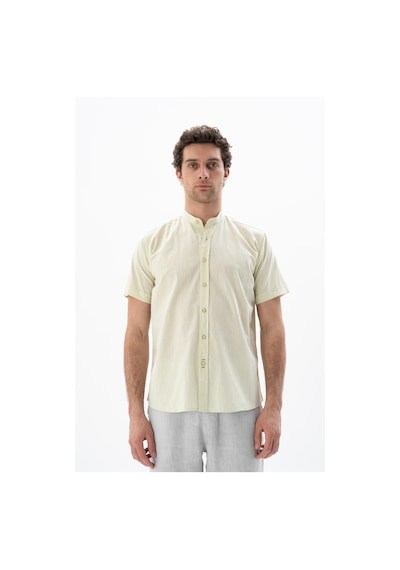 AR-MA Arma Erkek Kısa Kollu Regular Fit Keten Gömlek Y25485116601 Yeşil